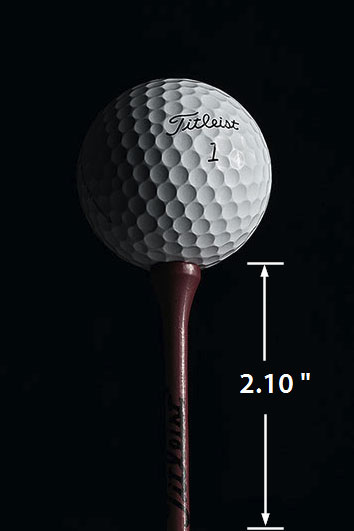 The golf tee is 2.10 inch in height